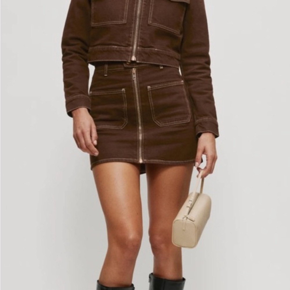 Reformation Chocolate Brown Jean Skirt